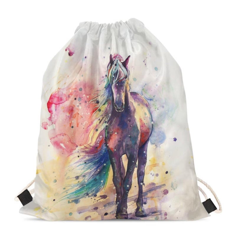 COEQINE Horse Gift Drawstring Bag Casual Backpack Sport Gym Sackpack for Women Men Girls Boys - Image 4